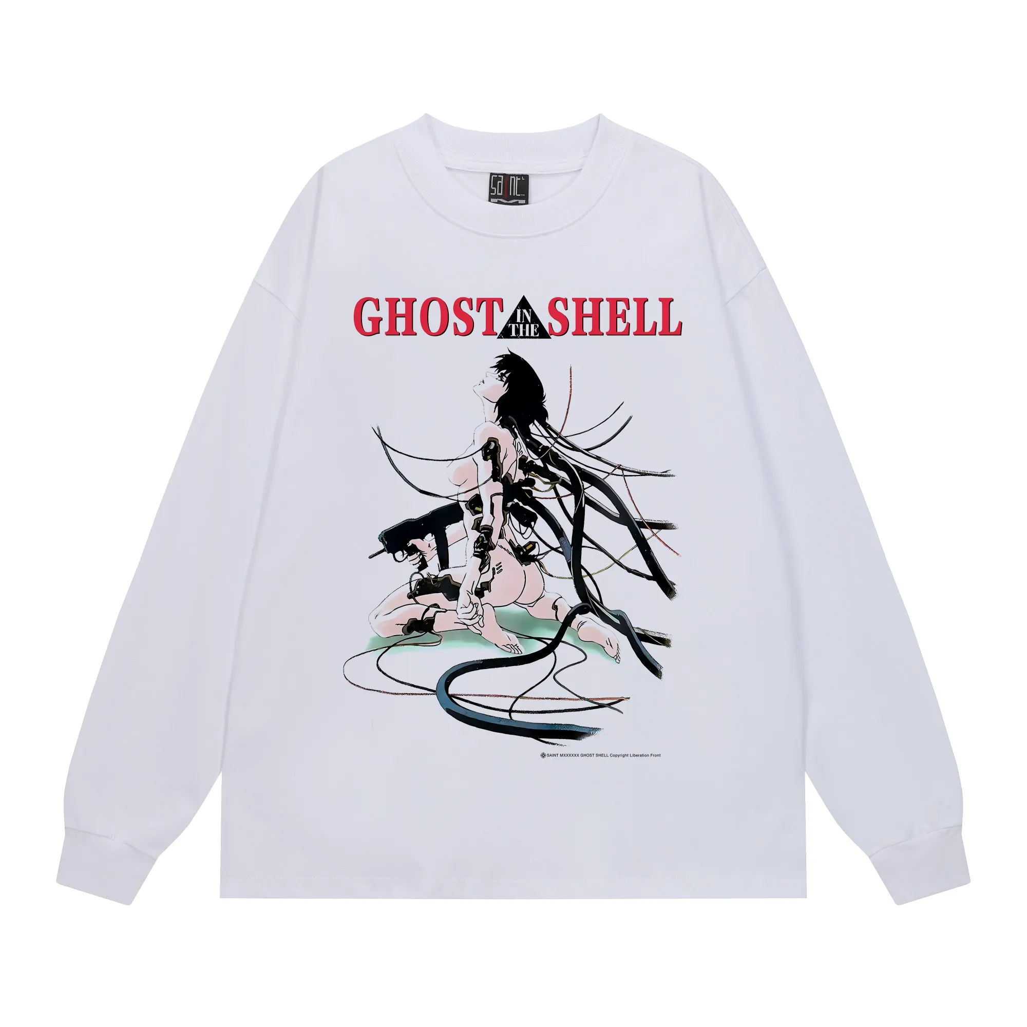 #SA75 SAINT pure cotton long-sleeved T P156 Color: White Size: S-XL